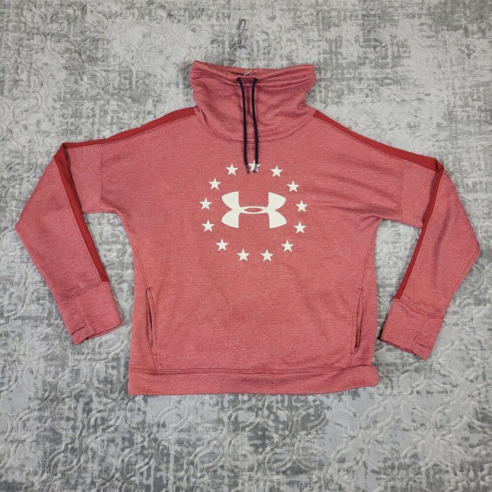 Under Armour Sweater Womens Large Pink Sweatshirt Pullover Loose Cowl Neck